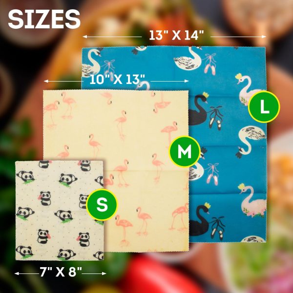 Reusable Beeswax Wrap S M L. Pack of 3 Beeswax Food Wraps. Washable Reusable Beeswax Food Wrap for Sandwiches Dough Covering. Organic Beeswax Wraps for Food Reusable. Sandwich Wrap - Image 4