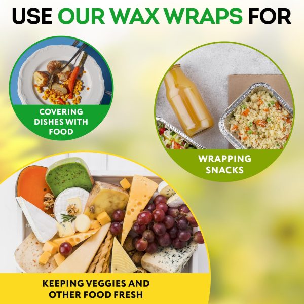 Reusable Beeswax Wrap S M L. Pack of 3 Beeswax Food Wraps. Washable Reusable Beeswax Food Wrap for Sandwiches Dough Covering. Organic Beeswax Wraps for Food Reusable. Sandwich Wrap - Image 6