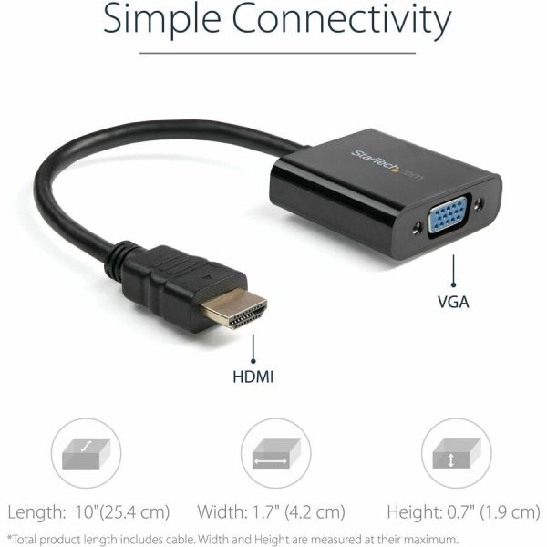 StarTech.com HDMI to VGA Adapter - 1080p - 1920 x 1080 - Black - HDMI Converter - VGA to HDMI Monitor Adapter - Image 3