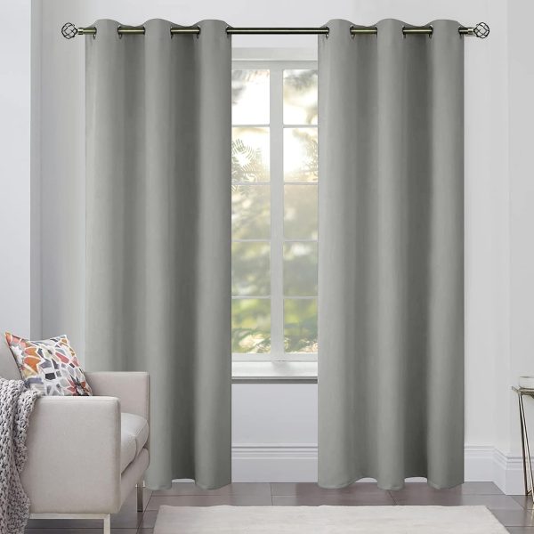 Blackout Curtains for Bedroom Pack of 2 Window Hanging Panels 84 inch Long Blind Off Grommet Curtains Thick Black Out Window Screen No Light Drapes (42 x 84 inch Silver) - Image 2