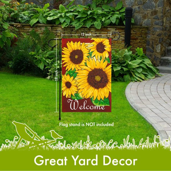 G128 - Home Decorative Fall Garden Flag Welcome Quote, Autumn Sunflowers Garden Yard Decorations,  | 12x18 Inch | Printed 150D Polyester - Rustic Holiday Seasonal Outdoor Flag - Image 6