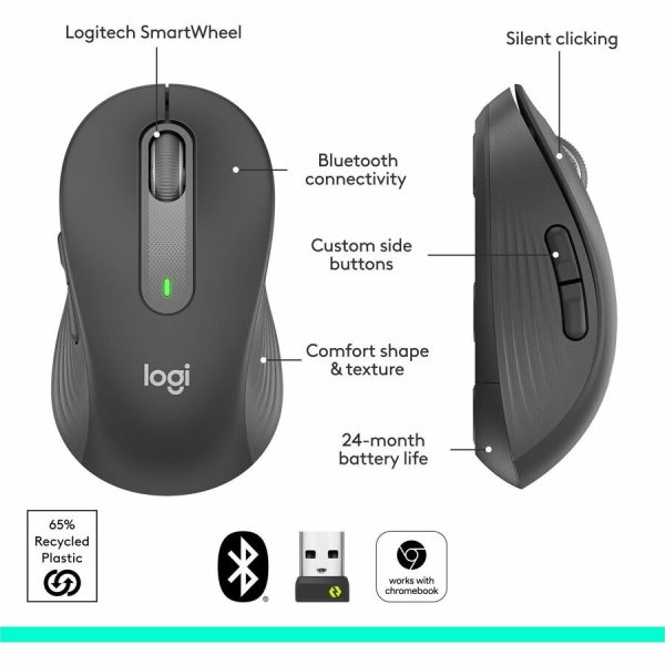 Logitech Signature M650 L Full Size Wireless Mouse - For Large Sized Hands, 2-Year Battery, Silent Clicks, Graphite - Image 7
