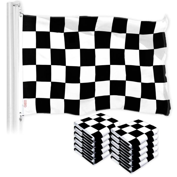 G128 10 Pack: Checkered Flag | 3x5 Ft | LiteWeave Pro Series Printed 150D Polyester | Indoor/Outdoor, Vibrant Colors, Brass Grommets, Thicker and More Durable Than 100D 75D Polyester