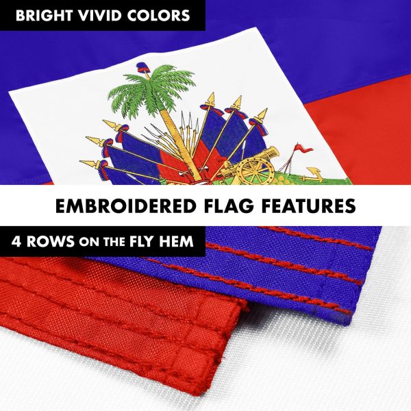 G128 Combo Pack: Flag Pole 6 FT Black Tangle Free & Haiti Haitian Flag 3x5 FT Double Sided Embroidered 210D Polyester - Image 5