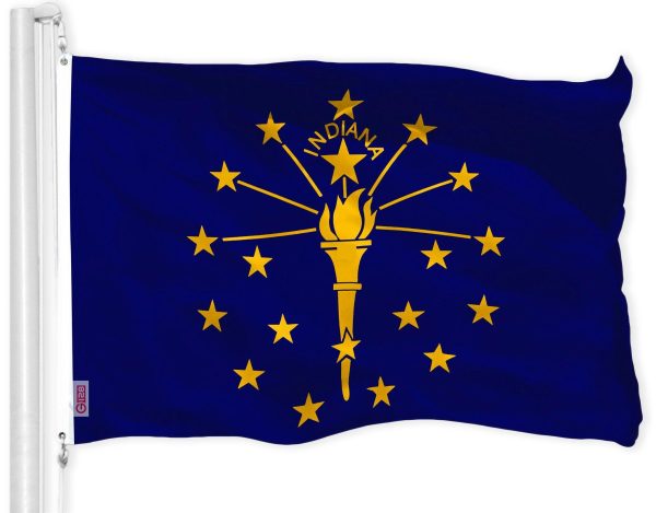 G128 Combo Pack: USA American Flag 3x5 Ft 150D Printed Stars & Indiana Flag 3x5 Ft 150D Printed - Image 2