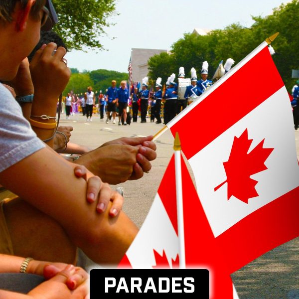 G128 30 Pack Handheld Canada Canadian Stick Flags | 12x18 In | Printed 150D Polyester, Country Flag, Solid Wooden Stick, Spear Gold Tip - Image 5