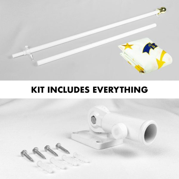 G128 Combo Pack: 5 Ft Tangle Free Aluminum Spinning Flagpole (White) & Rhode Island RI State Flag 2.5x4 Ft, ToughWeave Series Embroidered 300D Polyester | Pole with Flag Included - Image 2