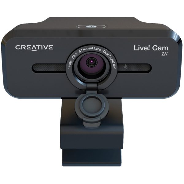 Creative Live! Cam Sync V3 2K QHD USB Webcam with 4X Digital Zoom (4 Zoom Modes from Wide Angle to Narrow Portrait View), Privacy Lens, 2 Mics, for PC and Mac