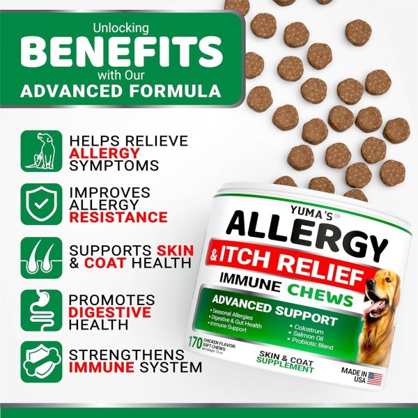 YUMA'S 2 Pack Dog Allergy Relief Chews   Dog Itching Skin Relief Treatment Pills   Anti Itch for Dogs   Itchy and Paw Licking   Dry Skin & Hot Spots   Omega 3 Fish Oil   Skin & Coat Supplement - Image 2