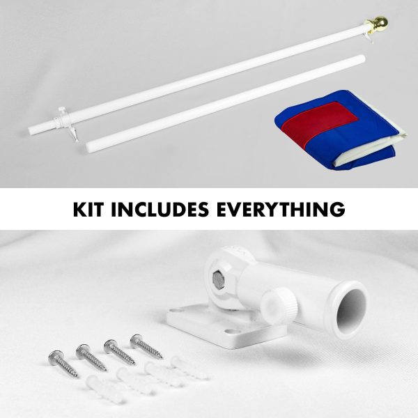 G128 Combo Pack: 5 Ft Tangle Free Aluminum Spinning Flagpole (White) & Christian Flag 2x3 Ft, ToughWeave Series Embroidered 300D Polyester | Pole with Flag Included - Image 2