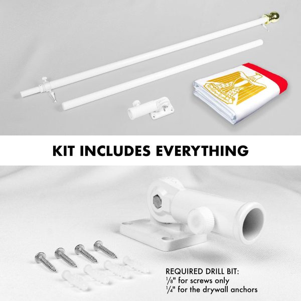G128 Combo Pack: 6 Feet Tangle Free Spinning Flagpole (White) Egypt Egyptian Flag 3x5 ft Printed 150D Brass Grommets (Flag Included) Aluminum Flag Pole - Image 2
