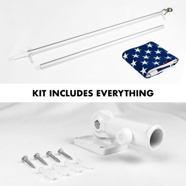 G128 - 5 Feet Tangle Free Spinning Flagpole (Silver) USA American Flag Brass Grommets Spun Polyester 2x3 ft (Flag Included) Aluminum Flag Pole - Image 2