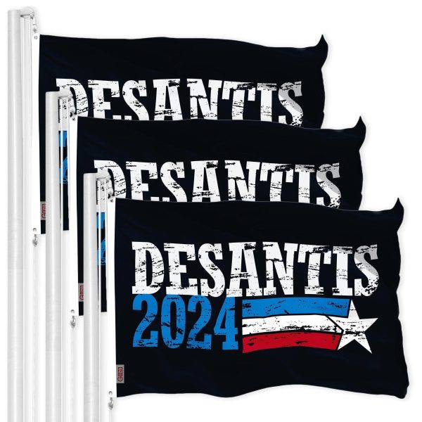 G128 3 Pack: DeSantis Election 2024 Flag | 3x5 Ft | LiteWeave Pro Series Printed 150D Polyester | Election Flag, Vibrant Colors, Brass Grommets, Thicker and More Durable Than 100D 75D Polyester
