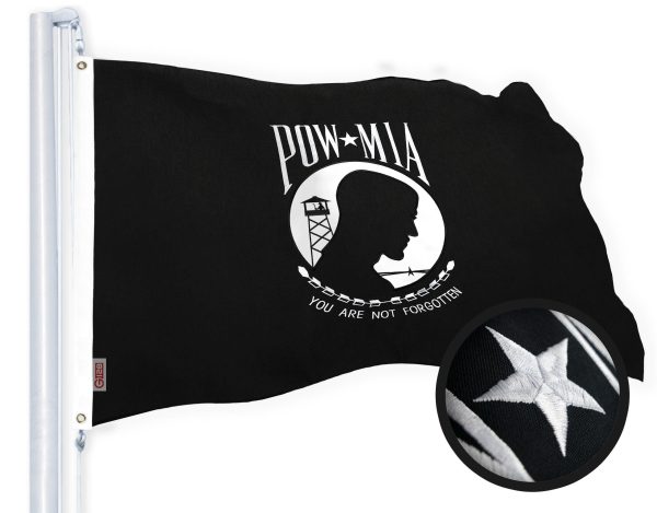 G128 POW MIA Flag Embroidered 2.5x4 FT Spun Polyester