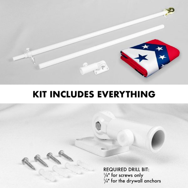 G128 Combo Pack: 6 Feet Tangle Free Spinning Flagpole (White) Arkansas AR State Flag 3x5 ft Printed 150D Brass Grommets (Flag Included) Aluminum Flag Pole - Image 2