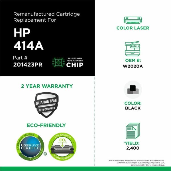 Clover Imaging Remanufactured Black Toner Cartridge (Reused OEM Chip) for HP 414A (W2020A) - Image 3