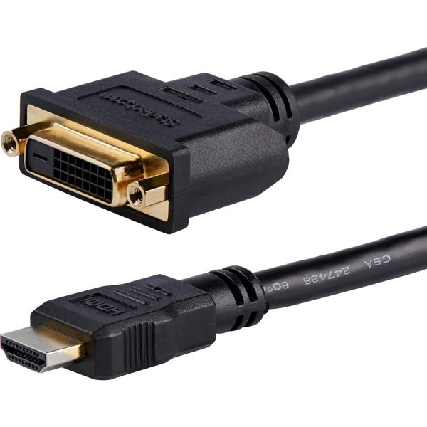 StarTech.com 8in (20cm) HDMI to DVI Adapter, DVI-D to HDMI (1920x1200p), 10 Pack, HDMI Male to DVI-D Female Cable, HDMI to DVI Cord, Black - Image 2