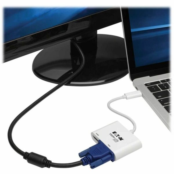 Eaton Tripp Lite Series USB-C Multiport Adapter (M/2xF) - 4K HDMI, VGA, White - Image 2