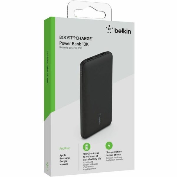Belkin 15W USB-C 3-Port Power Bank - 10k mAh - 1xUSB-C (15W), 2xUSB-A (10W) - Portable Charger - w/ USB-C Cable - Black - Image 9