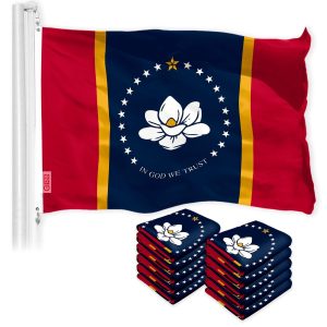 Mississippi 2020 Version Flag 3x5 Ft 10-Pack 150D Printed Polyester By G128