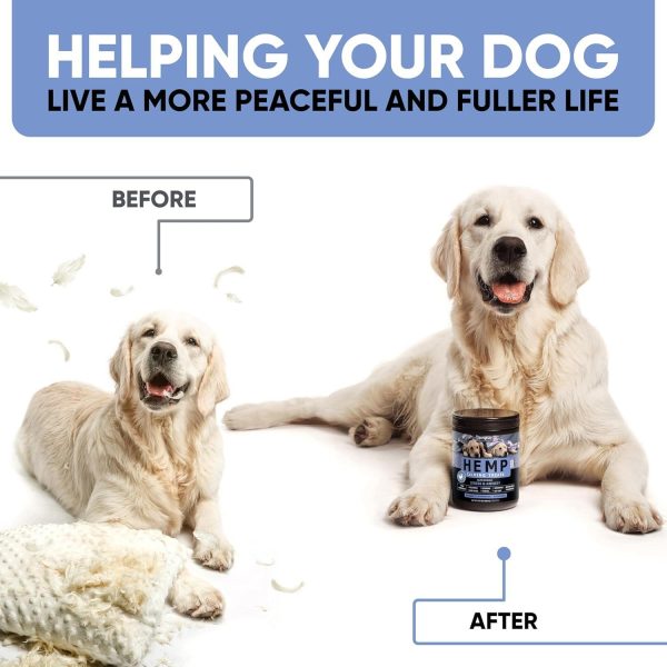 Natural Calming Chews for Dogs with Hemp Oil & Valerian Root   Supports Relaxation During Fireworks Thunderstorms & Separation   Hip & Joint Support   Chicken Flavored Treats for All Breeds - Image 2