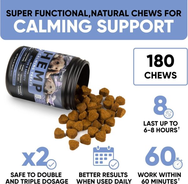 Natural Calming Chews for Dogs with Hemp Oil & Valerian Root   Supports Relaxation During Fireworks Thunderstorms & Separation   Hip & Joint Support   Chicken Flavored Treats for All Breeds - Image 5