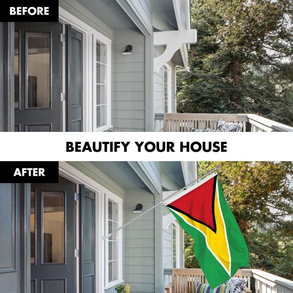 G128 Combo Pack: 6 Ft Tangle Free Aluminum Spinning Flagpole (Silver) & Guyana Guyanese Flag 3x5 Ft, LiteWeave Pro Series Printed 150D Polyester | Pole with Flag Included - Image 3