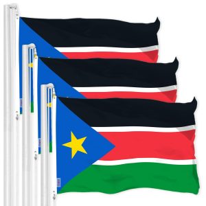 G128 3 Pack: South Sudan South Sudanese Flag | 3x5 Ft | LiteWeave Pro Series Printed 150D Polyester | Country Flag, Vibrant Colors, Brass Grommets, Thicker and More Durable Than 100D 75D Polyester