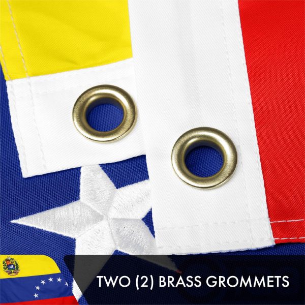 G128 2 Pack: Venezuela 7 Stars Venezuelan Flag | 3x5 Ft | Double ToughWeave Series Double Sided Embroidered 210D Polyester | Country Flag, Embroidered Design, Brass Grommets, Heavy Duty, 2-ply - Image 3
