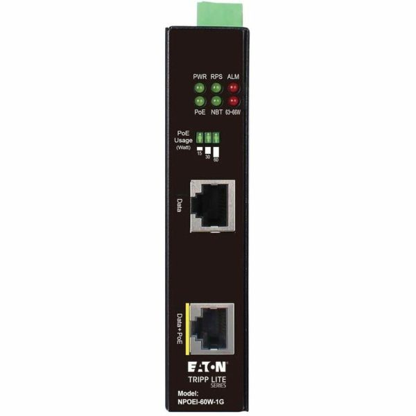 Eaton Tripp Lite Series Industrial Gigabit Ethernet PoE injector, 60W PoE++, 802.3bt, Midspan, -40? to +75?, IP30 housing, Dual 24-57VDC , DIN rail, 1 Port, TAA - Image 3