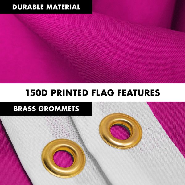 G128 Combo Pack: 5 Ft Tangle Free Aluminum Spinning Flagpole (White) & Solid Pink Color Flag 2x3 Ft, LiteWeave Pro Series Printed 150D Polyester | Pole with Flag Included - Image 4