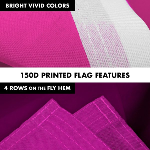 G128 Combo Pack: 5 Ft Tangle Free Aluminum Spinning Flagpole (White) & Solid Pink Color Flag 2x3 Ft, LiteWeave Pro Series Printed 150D Polyester | Pole with Flag Included - Image 5
