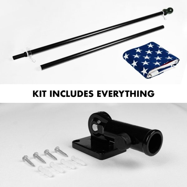 G128 - 5 Feet Tangle Free Spinning Flagpole (Black) USA American Flag Brass Grommets Spun Polyester 2.5x4 ft (Flag Included) Aluminum Flag Pole - Image 2