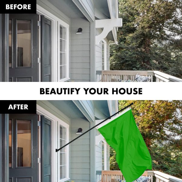 G128 Combo Pack: 5 Ft Tangle Free Aluminum Spinning Flagpole (Black) & Solid Lime Green Color Flag 2.5x4 Ft, LiteWeave Pro Series Printed 150D Polyester | Pole with Flag Included - Image 3
