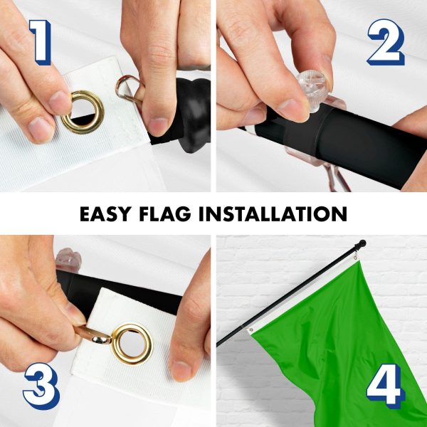 G128 Combo Pack: 5 Ft Tangle Free Aluminum Spinning Flagpole (Black) & Solid Lime Green Color Flag 2.5x4 Ft, LiteWeave Pro Series Printed 150D Polyester | Pole with Flag Included - Image 7