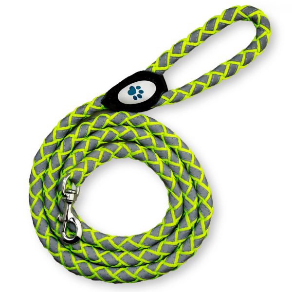 Reflective Dog Leash. Heavy Duty and Durable for Large and Medium Breeds. 6 Ft Long Rope Tangle Free Braided Leash with Comfortable Handle