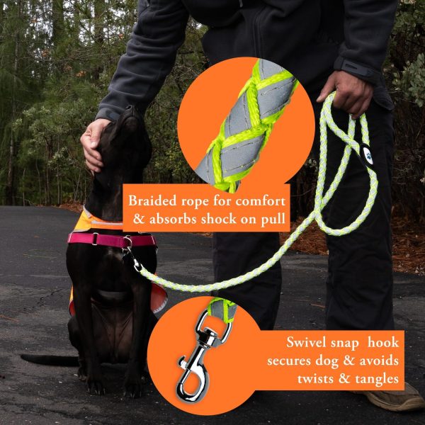 Reflective Dog Leash. Heavy Duty and Durable for Large and Medium Breeds. 6 Ft Long Rope Tangle Free Braided Leash with Comfortable Handle - Image 2