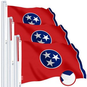G128 3 Pack: Tennessee TN State Flag | 1x1.5 Ft | StormFlyer Series Embroidered 220GSM Spun Polyester | Embroidered Design, Indoor/Outdoor, Brass Grommets, Heavy Duty, All Weather