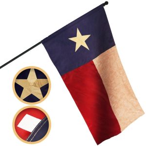 G128 Texas Tea-Stained TX State Flag | 3x5 Ft | Pole Sleeve Embroidered 420D Polyester - Embroidered Stars, Sewn Stripes, Brass Grommets, Indoor/Outdoor, Vibrant Colors, Quality Polyester