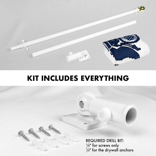 G128 - 6 Feet Tangle Free Spinning Flagpole (White) US Coast Guard Double Sided Brass Grommets Embroidered 3x5 ft (Flag Included) Aluminum Flag Pole - Image 2