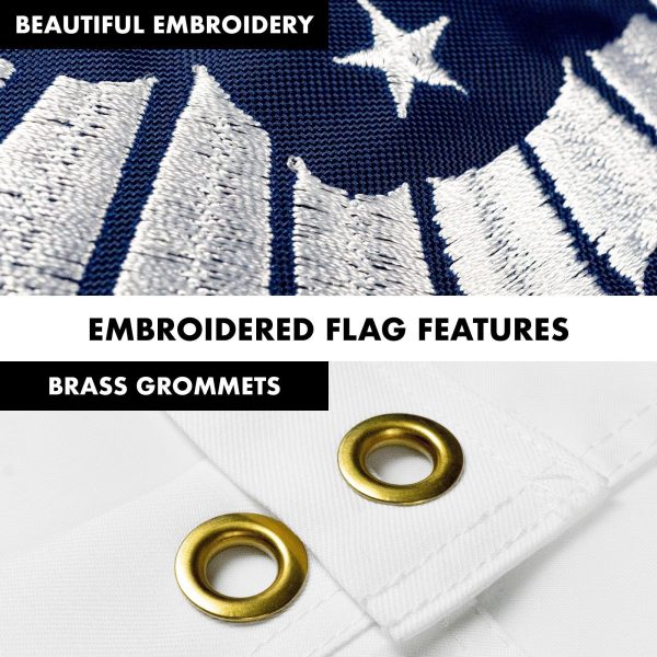 G128 - 6 Feet Tangle Free Spinning Flagpole (White) US Coast Guard Double Sided Brass Grommets Embroidered 3x5 ft (Flag Included) Aluminum Flag Pole - Image 4