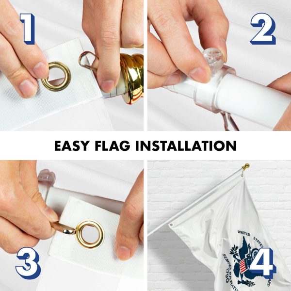 G128 - 6 Feet Tangle Free Spinning Flagpole (White) US Coast Guard Double Sided Brass Grommets Embroidered 3x5 ft (Flag Included) Aluminum Flag Pole - Image 7