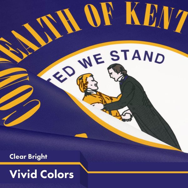G128 Kentucky KY State Flag | 3x5 Ft | LiteWeave Pro Series Printed 150D Polyester | Indoor/Outdoor, Vibrant Colors, Brass Grommets, Thicker and More Durable Than 100D 75D Polyester - Image 3