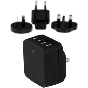 StarTech.com Travel USB Wall Charger â€" 4 Port â€" Black â€" Universal Travel Adapter â€" International Power Adapter â€" USB Charger
