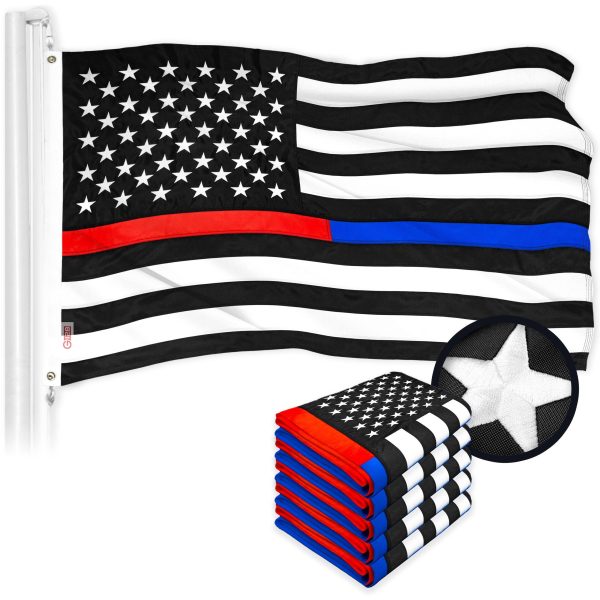 Thin Blue & Red Line State Flag 3x5 Ft 5-Pack Embroidered Polyester By G128
