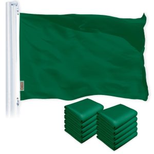 G128 10 Pack: Solid Dark Green Color Flag | 2.5x4 Ft | LiteWeave Pro Series Printed 150D Polyester | Indoor/Outdoor, Vibrant Colors, Brass Grommets, Thicker and More Durable Than 100D 75D Polyester