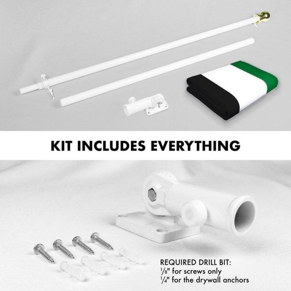 G128 Combo Pack: 6 Ft Tangle Free Spinning Flagpole (White) & United Arab Emirates Flag 3x5 Ft Printed 150D Polyester, Brass Grommets (Flag Included) Aluminum Flag Pole - Image 2