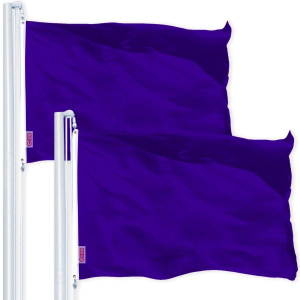 Solid Violet Color Flag 3x5 Ft 2-Pack Printed 150D Polyester By G128