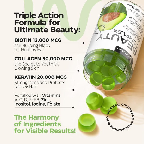 Biotin and Collagen Peptide Gummies for Hair Growth Skin and Nails 12000 Mcg   Biotin Chewables with Keratin Max Strength   Beauty Gummies for Women and Men   Sugar Free Non GMO Gummy Supplement - Image 5