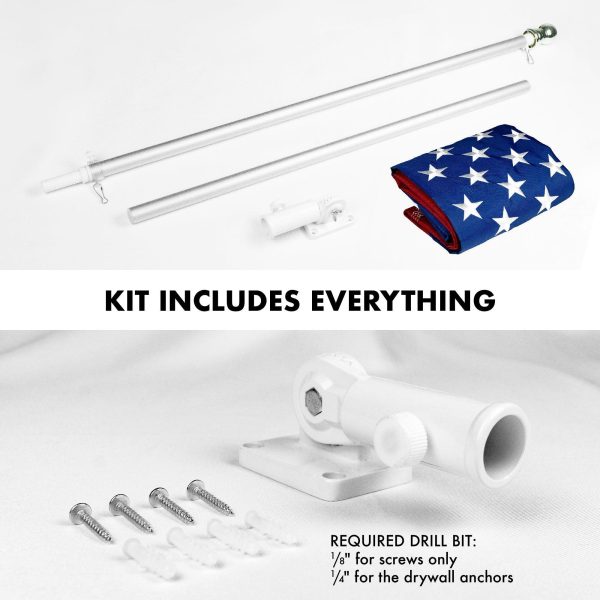 G128 - 6 Feet Tangle Free Spinning Flagpole (Silver) USA Double Sided Brass Grommets Embroidered 3x5 ft (Flag Included) Aluminum Flag Pole - Image 2